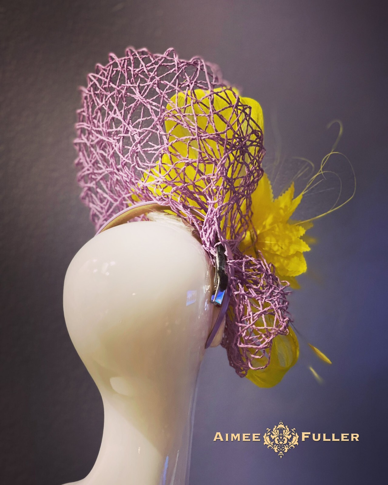 Purple Lavender Yellow Silk Fascinator Royal Ascot Hat Kentucky Derby Del Mar image 6