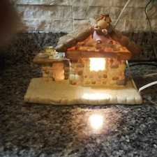 NATIVITY SET 8 PIECE LIGHTED  CHILDREN KIDS CUTSIE STYLE STONE MANGER CRECHE 