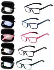 Square Fame Foldable Readers in Portable Nylon Zip Cases Folding Reading Glasses