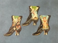 A. PRIESMEYER SHOES Button Up Die Cut Boots VTC Victorian Trade Cards (3) 1880s