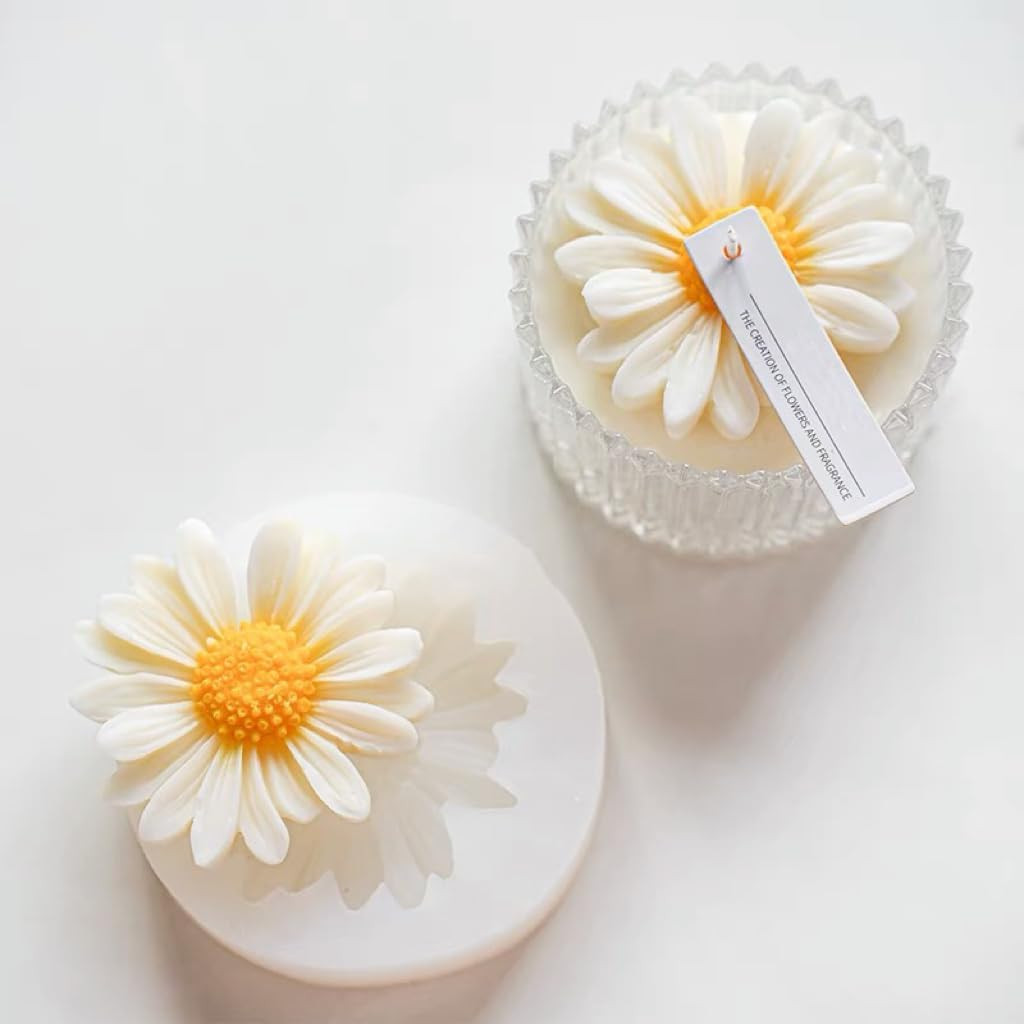 Molde para velas con diseño de margaritas (paquete de 2) - Moldes de silicona co