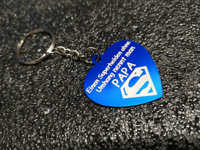 Fathers Day Superhero Keyring Dog Tag Gift Dad Pendant Brand Heart