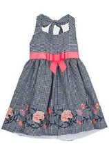 RARE EDITIONS Girls' 8, 10 Floral Trim Gingham Dress NWT 68