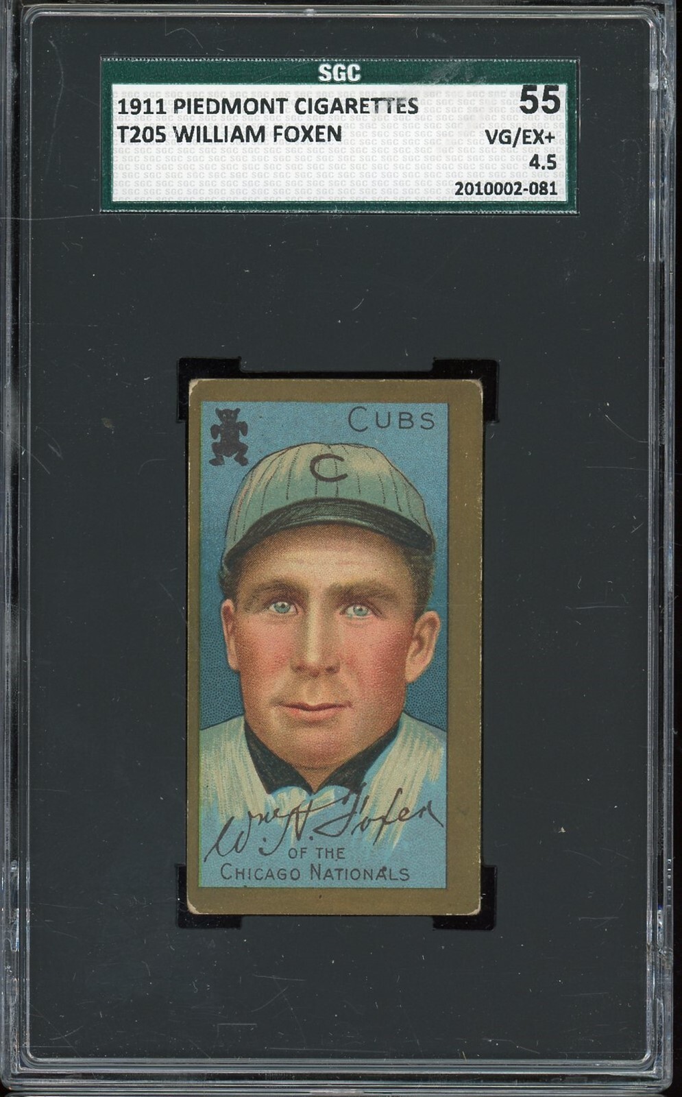 1911 T205 Gold Border Baseball William Foxen SGC 4.5