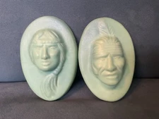 2 Van Briggle Pottery Indian Native American Plaques Big Buffalo Little Star