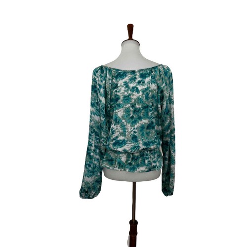 MICHAEL KORS Damen Batik Bluse Faux Wickeloptik blau weiß L Large - Bild 3 von 8