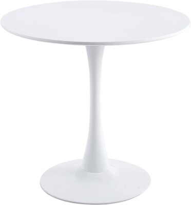 36  Round Tulip Dining Table Lacquered Wood Top with Glossy Pedestal White Black