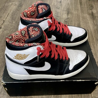 Air Jordan 1 Retro RTTG High Las Vegas Size 10.5 Men\'s Shoes Pre-Owned Jordan 1 Retro High RTTG Obsidian Metallic Gold White Mens  main image 4