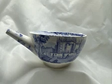 Antique Blue Transfer Pearlware Infant Invalid Feeder Cup