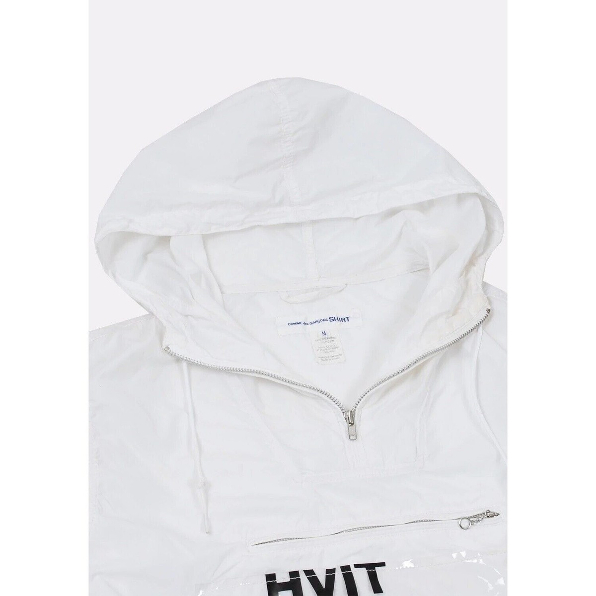 Genuine Comme Des Garcons Hooded White Anorak Shirt Jacket sz. M