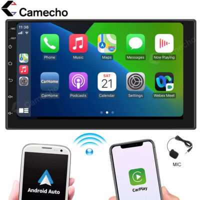 Double Din 7  Car Stereo Touch Screen Car Radio Apple CarPlay Android Auto BT FM