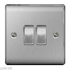 Brushed Steel Chrome Switches & Sockets(Black Inserts) - Matching Range BG Nexus