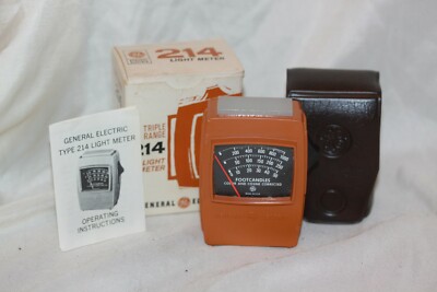 General Electric Triple Range 214 Light Meter w/ Case Original Box & Instruction