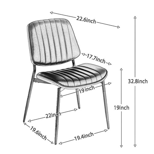 2 Set Retro PU Leather Upholstered Dining Chairs +Bentwood Back Metal Legs Black - Picture 8 of 9