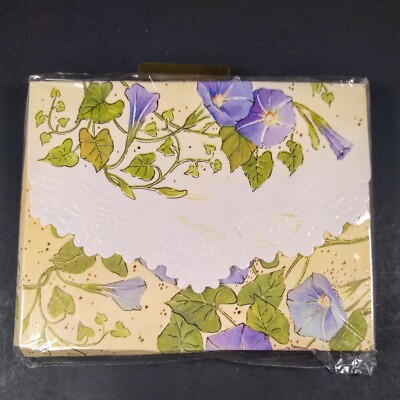 Embossed FLORAL FLOWERS 10 Note Cards & Envelopes NIP Thank you Weddings Showers