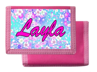 Personalised Girls Name Wallet - Kids Pink Money Wallet / Purse (C963)