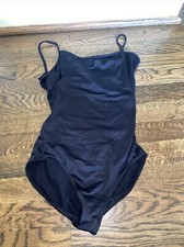 Block Spaghetti Strap Leotard Smal Black