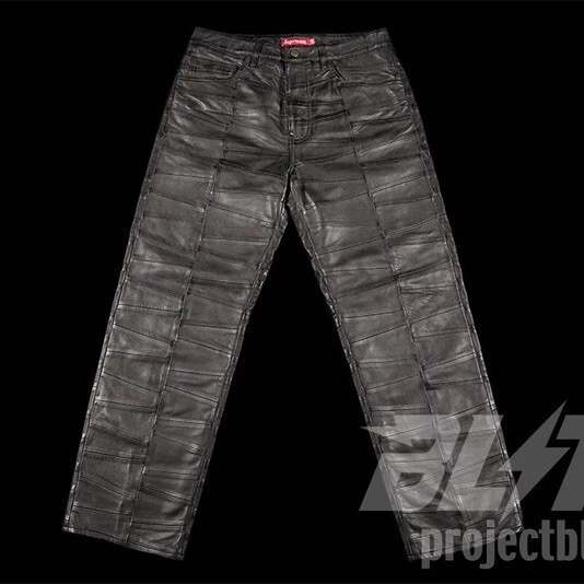 Pantalon jean 5 poches cuir patchwork SS23 Supreme taille 30