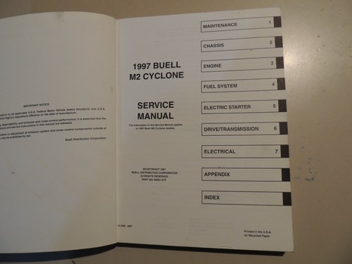 BUELL M2 Cyclone 1997 Shop Repair Service manual Werkstatthandbuch - Picture 2 of 11