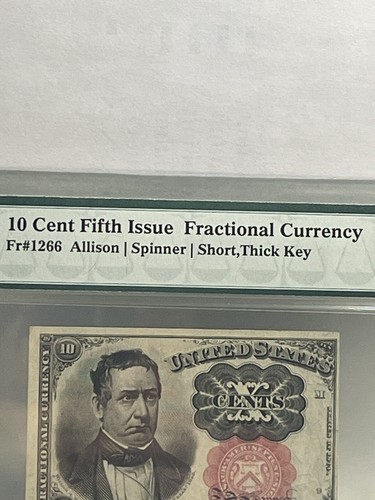Fr 1266 5th Issue 10c Fract. Currency PMG 64 Choice Uncirculated ShortThick Key - Picture 4 of 23