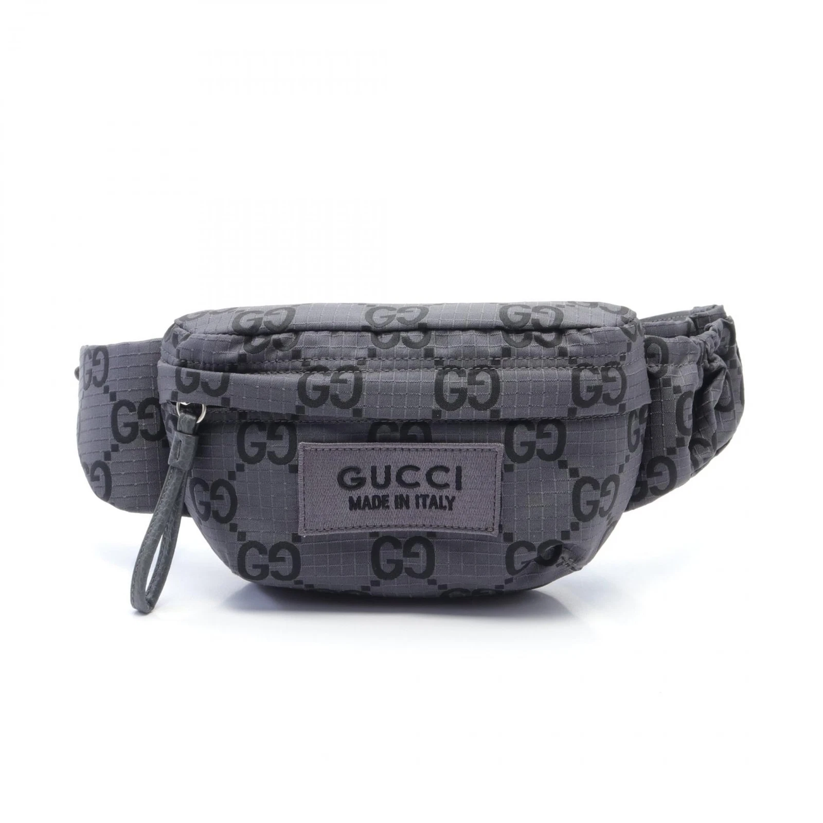 Grand sac ceinture motif GUCCI GG 767934FACPM124690 nylon cuir gris noir occasion