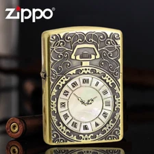 Armor Antique Gold Inlay Classical Clock Zippo Lighter US Shipping