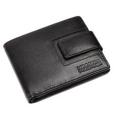 Brand New Authentic RFID Protected Black BI-Fold Genuine Leather Mens Wallet