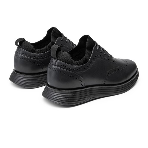 Men's Dress Sneakers Oxfords Casual Wingtip Brogue Breathable Shoes Black/Brown - Picture 13 of 35
