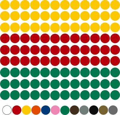 870 Klebepunkte, 10mm, 3 Farben, Kreis, Punkt, selbstklebend, glänzend,Aufkleber