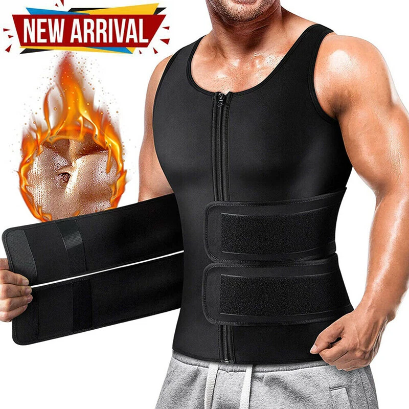 Men Neoprene Sauna Sweat Vest Body Shaper Waist Trainer Top Fat Burner  Shapewear