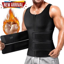 Men Neoprene Sauna Vest Sweat Body Shaper Waist Trainer Fat Burner Shapewear JKL