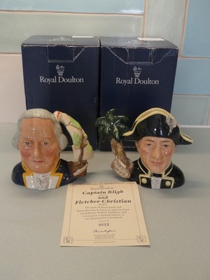 Royal Doulton Figurenkrüge Captain Bligh & Fletcher Christian Paar D7074 D7075