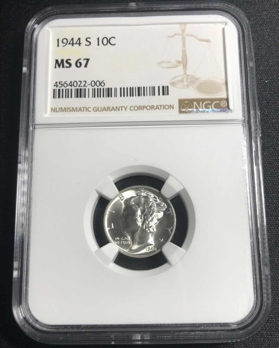 1944-S Mercury Dime NGC MS 67