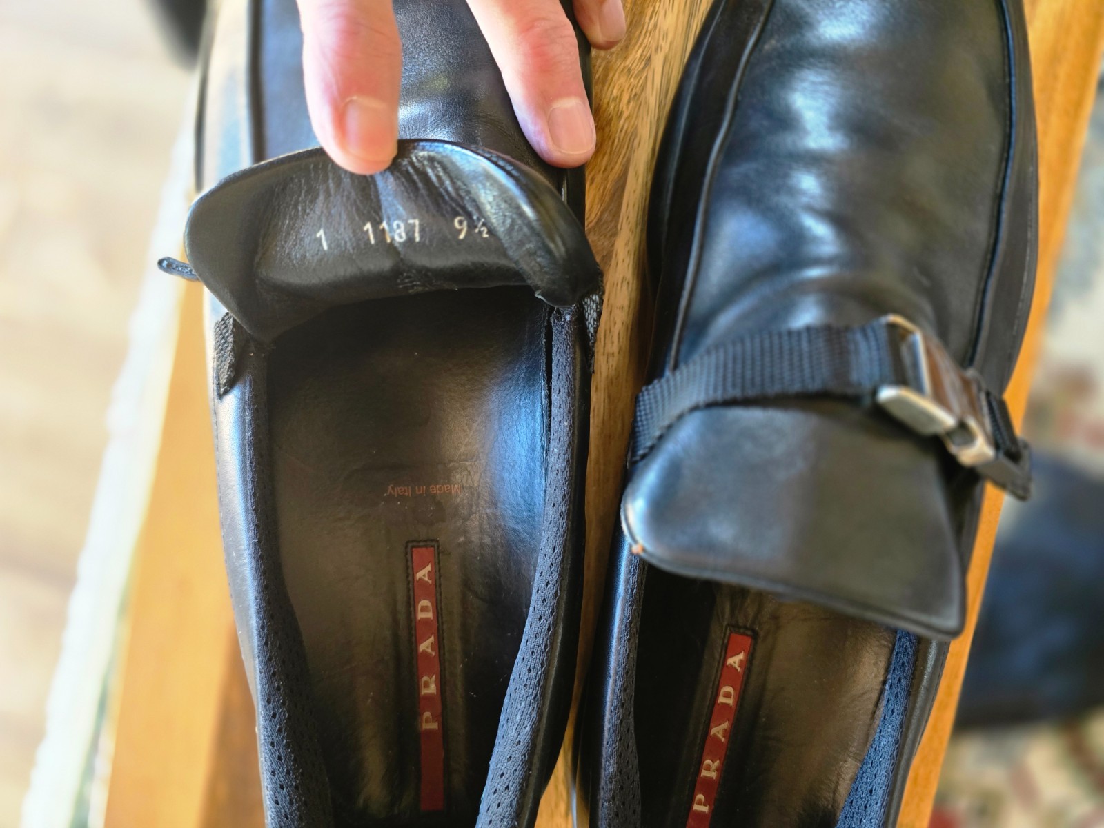 Prada Men’s Leather Driving Loafers w/ Silver Buckle - Size 10.5 US (44.5 EU) thumbnail 11