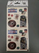 Las Vegas LV Paper House Sticky Pix Sticker Sheets Slots Dice Chips Roulette