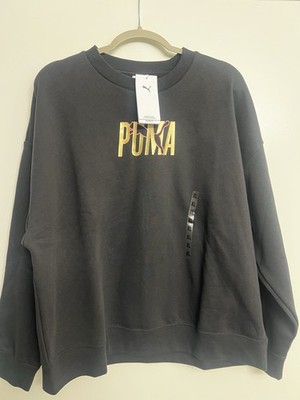 PUMA Men's Black Logo Fleece Cotton Crewneck Pullover Sweatshirt XL
