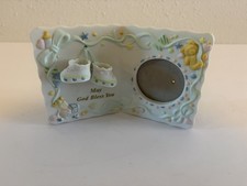 May God Bless You Baby Photo Frame Christening Baptism Nursery Teddy Bear Shoes