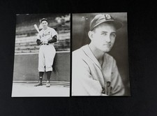 2 Vintage Real Photo Postcards Hank Greenberg, Charlie Gehringer Detroit Tigers