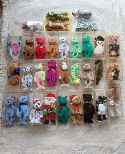 Vintage Retired Beanie Babies Lot Of *34* Mixed 1990's Mint With Tags And Cases