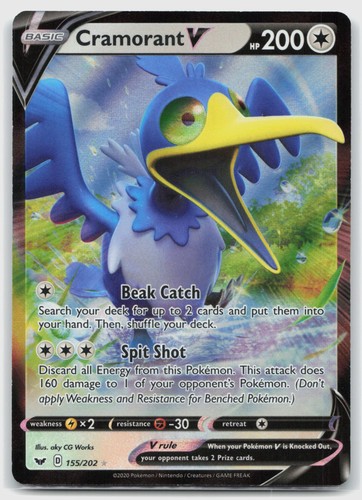 Cramorant V 155/202 (NM) - SWSH01: Sword & Shield Base Set - UR - Pokemon TCG