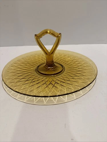 Amber Depression Glass Serving Tray Circa 1930s