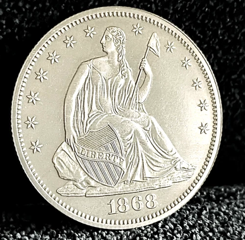 1868 Seated Liberty Half Dollar White Proof Coin Very Few Minted