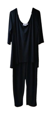 Attitudes by Renée Women's Plus Size 1-Piece Black Knit Top & Pants Set 1XP