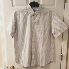 Mohan Tailored Italian Men's Striped Button-Down Shirt - White & Purple Size XXL