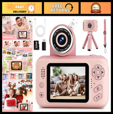 Kids Digital Camera for Girls 3-12, HD Selfie Camera with Tripod  32G SD Card,