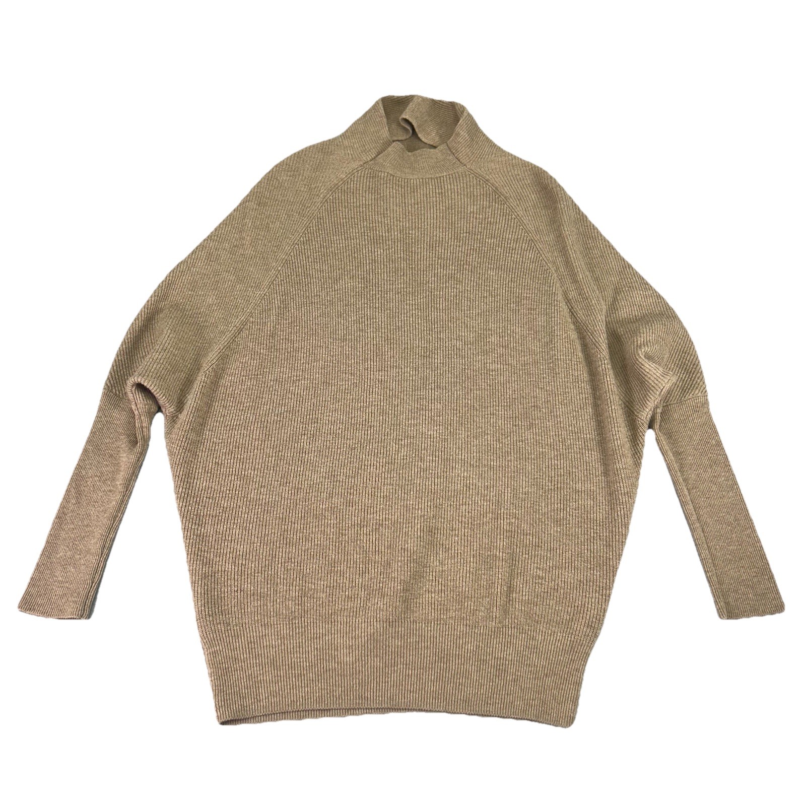 ALLSAINTS Ridley Jumper Sweater Tan Wool Cashmere Women XS Ribbed Mock Neck image 2