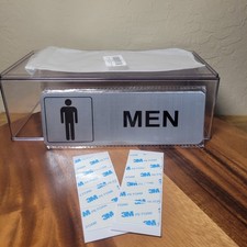 2 pcs Men  Women Modern Restroom Signage ADA Compliant Brushed Aluminum 9"x3"