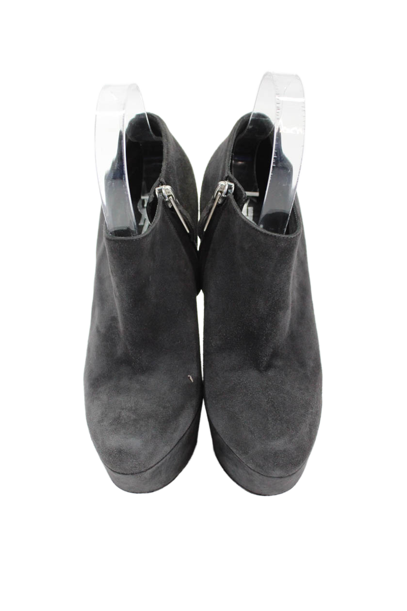 SAINT LAURENT Stivaletti YSL donna scamosciati con zip laterale plateau tacco a cono grigio taglia EUR 37 5