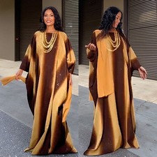 African Women Satin Abaya Fashion Maxi Long Dress Robes Oversize Kaftan Praty
