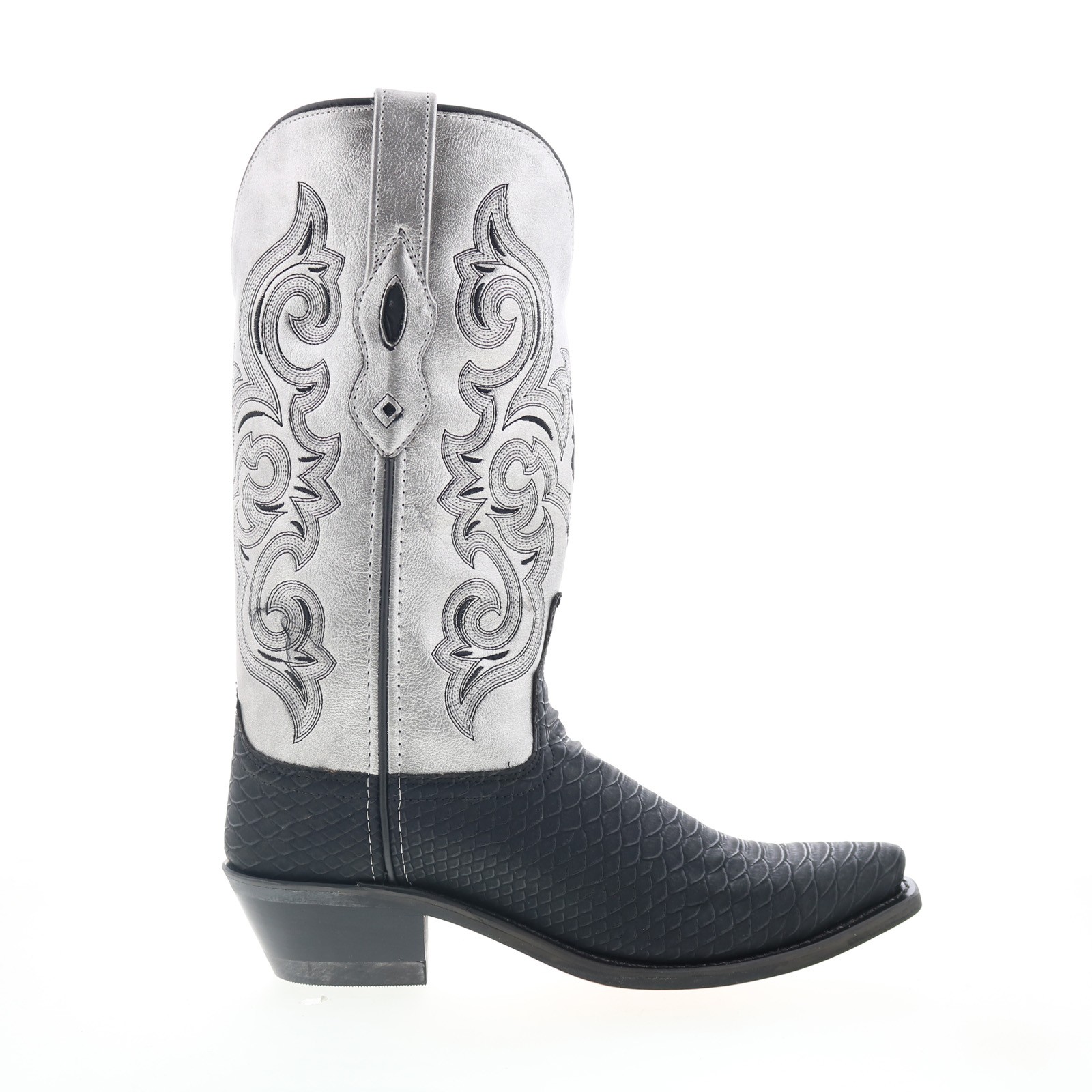 Женские черные кожаные ботинки в западном стиле без застежки Jama Old West с острым носком LF2002